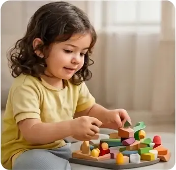 Toddler girl playing with toy